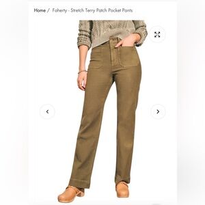 Faherty Stretch Terry Patch Pocket Ankle Pant in Military Olive Green
